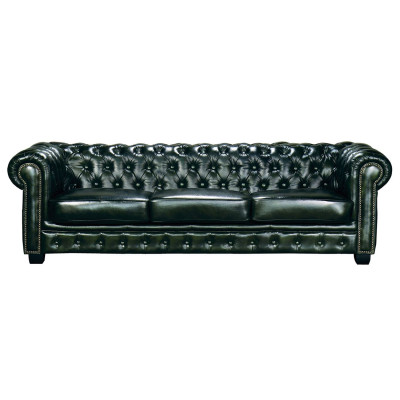 CHESTERFIELD Birmingham Καναπές 4Θέσιος Σαλονιού Καθιστικού, Δέρμα AntiqueGreen