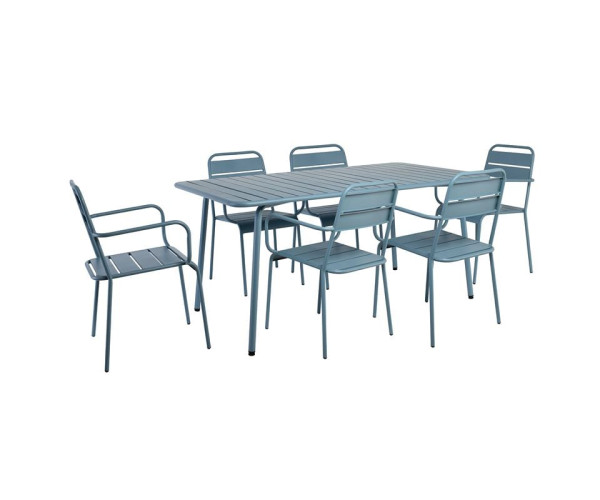 BRIO Slat Set Τραπεζαρία Κήπου -Βεράντας (6+1), Μέταλλο Βαφή Sandy Blue 5415C BRIO Slat Set Τραπεζαρία Κήπου -Βεράντας (6+1), Μέταλλο Βαφή Sandy Blue 5415C