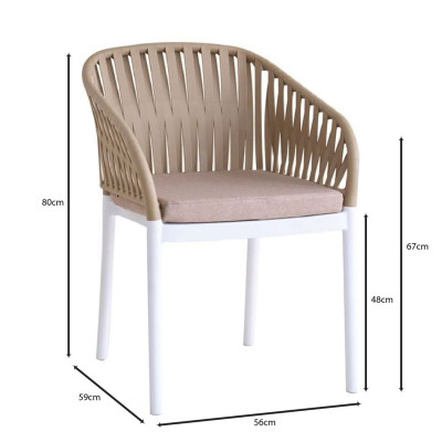 EMERY Πολυθρόνα Βεράντας-Κήπου PP-UV Sand Beige-Άσπρο, Μαξιλάρι Μπεζ (KD)