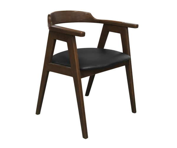 SELVA Πολυθρόνα Τραπεζαρίας, Απόχρωση Καρυδί, Pu Μαύρο (ΣΕΤ 2 τεμ)