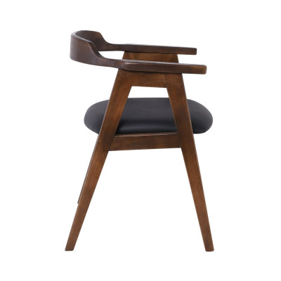 SELVA Πολυθρόνα Τραπεζαρίας, Απόχρωση Καρυδί, Pu Μαύρο (ΣΕΤ 2 τεμ)