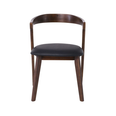 SANDRA Καρέκλα Τραπεζαρίας, Απόχρωση Καρυδί, Pu Μαύρο (ΣΕΤ 2 τεμ)