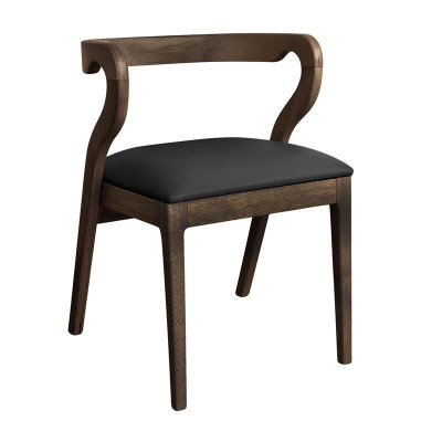 FRANKY Καρέκλα Τραπεζαρίας, Απόχρωση Καρυδί, Pu Μαύρο (ΣΕΤ 2 τεμ)