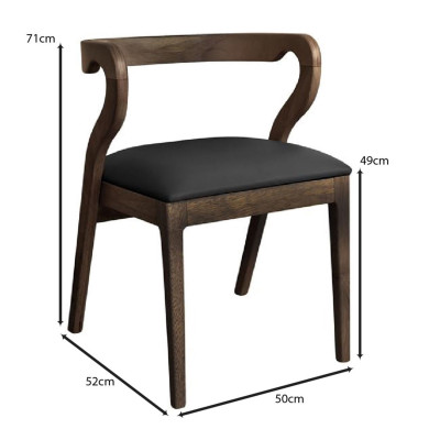 FRANKY Καρέκλα Τραπεζαρίας, Απόχρωση Καρυδί, Pu Μαύρο (ΣΕΤ 2 τεμ)