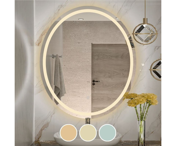 LED-3 Καθρέπτης Τοίχου Oval - Φωτιζόμενος - Αφής, με 3 επιλογές εναλλαγής χρωμάτων LED-3 Καθρέπτης Τοίχου Oval - Φωτιζόμενος - Αφής, με 3 επιλογές εναλλαγής χρωμάτων