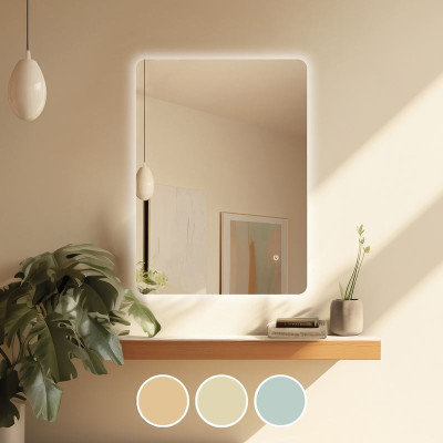 LED-5 Καθρέπτης Τοίχου - Φωτιζόμενος - Αφής, με 3 επιλογές εναλλαγής χρωμάτων