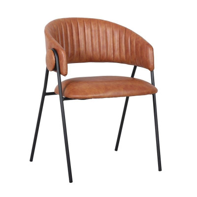 ALFRED Πολυθρόνα Μέταλλο Βαφή Μαύρο, PU Camel (ΣΕΤ 2 τεμ)