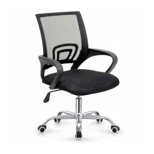 BF2101-W Πολυθρόνα Γραφείου χωρίς Ανάκλιση, Μέταλλο Χρώμιο Mesh Μαύρο