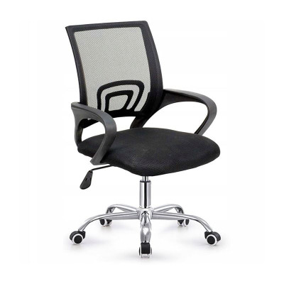 BF2101-W Πολυθρόνα Γραφείου χωρίς Ανάκλιση, Μέταλλο Χρώμιο Mesh Μαύρο