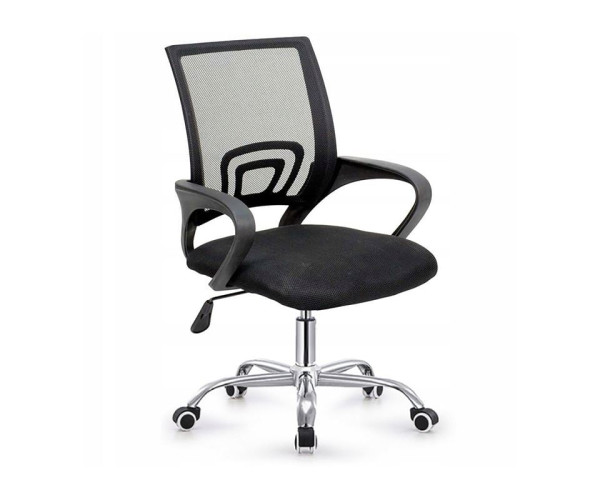 BF2101-W Πολυθρόνα Γραφείου χωρίς Ανάκλιση, Μέταλλο Χρώμιο Mesh Μαύρο