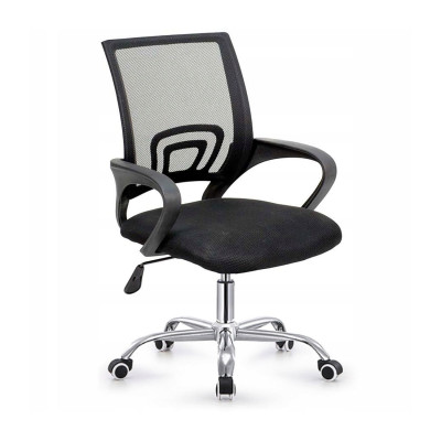 BF2101-W Πολυθρόνα Γραφείου χωρίς Ανάκλιση, Μέταλλο Χρώμιο Mesh Μαύρο