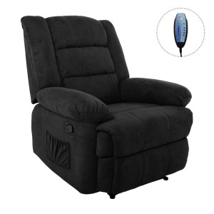 JULIA Massage Πολυθρόνα Relax Σαλονιού - Καθιστικού, Ύφασμα Μαύρο