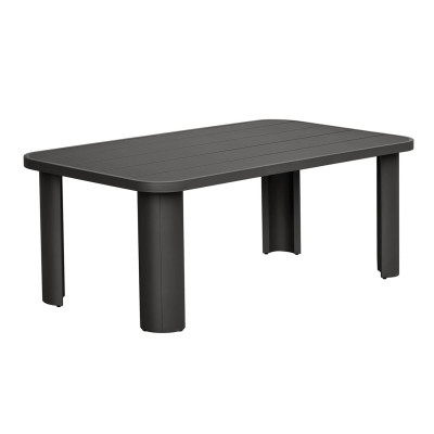 BOSTON Dining Set Τραπεζαρία Κήπου Βεράντας: Τραπέζι + 6 Πολυθρόνες Alu Ανθρακί - Μπεζ