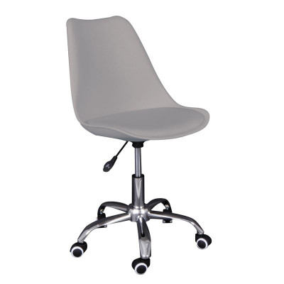 MARTIN-W Καρέκλα Γραφείου, Βάση Χρώμιο, PP & Pu Γκρι, Μονταρισμένη Ταπετσαρία