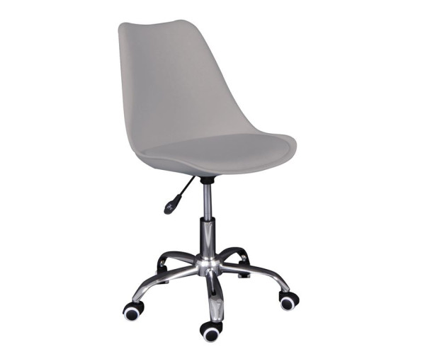 MARTIN-W Καρέκλα Γραφείου, Βάση Χρώμιο, PP & Pu Γκρι, Μονταρισμένη Ταπετσαρία