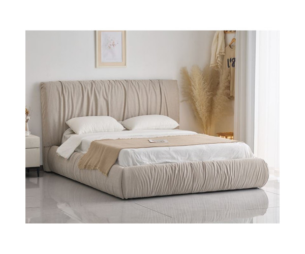 TOKYO Κρεβάτι Διπλό, για Στρώμα 160x200cm, Ύφασμα Μπεζ