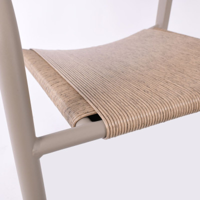 DENVER Πολυθρόνα Dining Στοιβαζόμενη, Αλουμίνιο - Rope Wicker Μπεζ