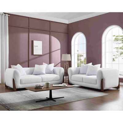 KANSAS Set Σαλόνι - Καθιστικό, 2Θέσιος-3Θέσιος, Teddy Ύφασμα Άσπρο