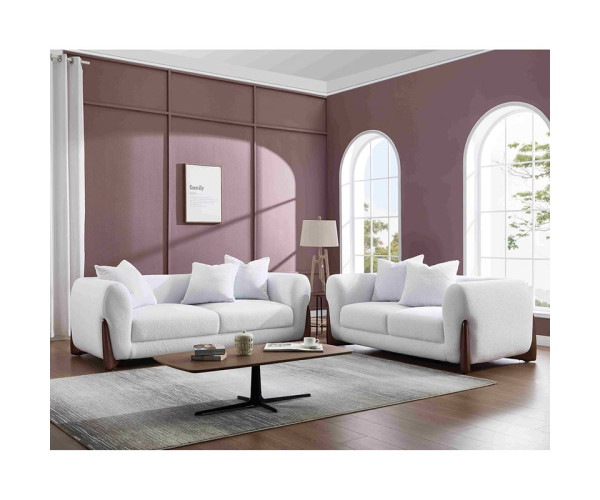 KANSAS Set Σαλόνι - Καθιστικό, 2Θέσιος-3Θέσιος, Teddy Ύφασμα Άσπρο