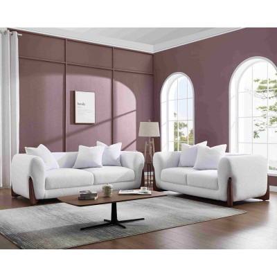 KANSAS Set Σαλόνι - Καθιστικό, 2Θέσιος-3Θέσιος, Teddy Ύφασμα Άσπρο