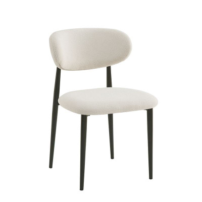 POINT Καρέκλα Τραπεζαρίας Μέταλλο Βαφή Μαύρο, Teddy Ύφασμα Άσπρο (ΣΕΤ 4 τεμ)