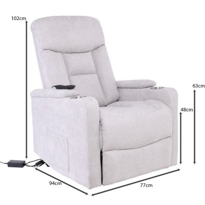 NANCY Lift-Relax Πολυθρόνα Σαλονιού - Καθιστικού, Ύφασμα Αν.Γκρι (ηλεκτρική ανάκληση)