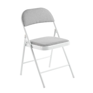 BRENDA Καρέκλα Πτυσσόμενη, Μέταλλο Βαφή Άσπρο, Ύφασμα Γκρι (ΣΕΤ 6 τεμ)