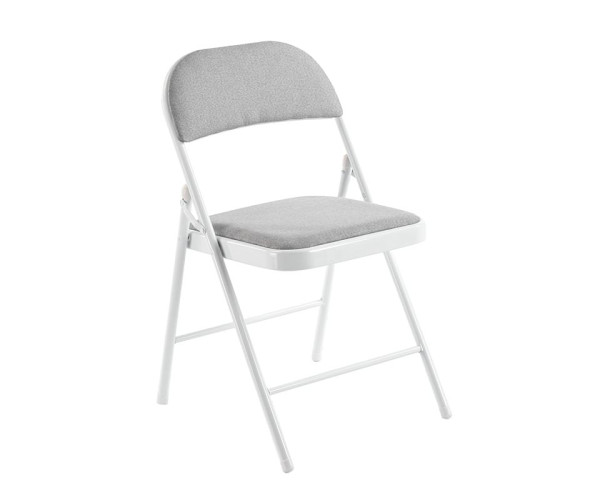 BRENDA Καρέκλα Πτυσσόμενη, Μέταλλο Βαφή Άσπρο, Ύφασμα Γκρι (ΣΕΤ 6 τεμ)
