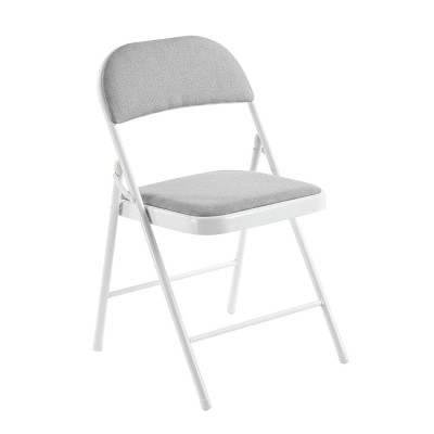 BRENDA Καρέκλα Πτυσσόμενη, Μέταλλο Βαφή Άσπρο, Ύφασμα Γκρι (ΣΕΤ 6 τεμ)