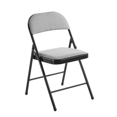 BRENDA Καρέκλα Πτυσσόμενη, Μέταλλο Βαφή Μαύρο, Ύφασμα Γκρι (ΣΕΤ 6 τεμ)