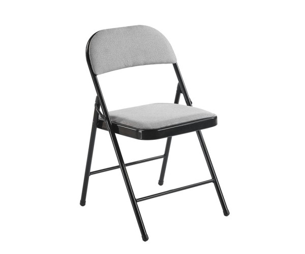 BRENDA Καρέκλα Πτυσσόμενη, Μέταλλο Βαφή Μαύρο, Ύφασμα Γκρι (ΣΕΤ 6 τεμ)