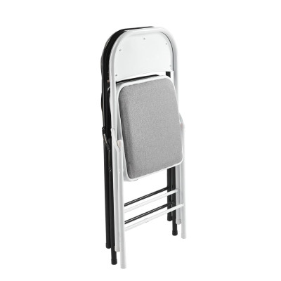 BRENDA Καρέκλα Πτυσσόμενη, Μέταλλο Βαφή Μαύρο, Ύφασμα Γκρι (ΣΕΤ 6 τεμ)