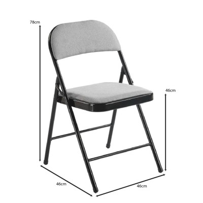 BRENDA Καρέκλα Πτυσσόμενη, Μέταλλο Βαφή Μαύρο, Ύφασμα Γκρι (ΣΕΤ 6 τεμ)