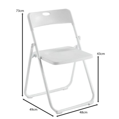 WENDY Καρέκλα Πτυσσόμενη, Μέταλλο Βαφή Άσπρο, PP Απόχρωση Άσπρο (ΣΕΤ 6 τεμ)