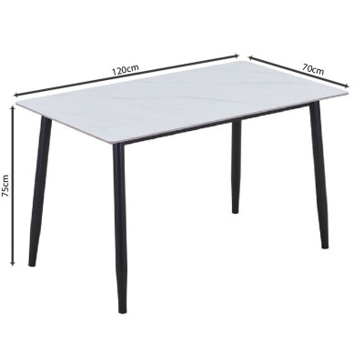 OSLO Τραπέζι Κουζίνας- Εστιατορίου,Μέταλλο Βαφή Μαύρο -Sintered Stone White Marble