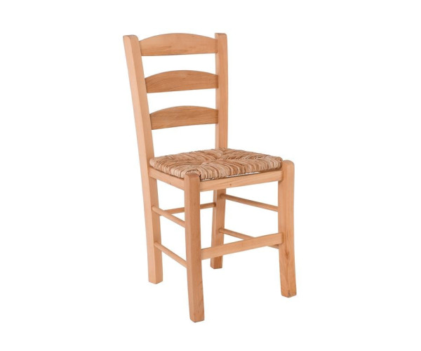 ΣΚΥΡΟΣ Καρέκλα Οξιά Βαφή Εμποτισμού Καρυδί, Κάθισμα Ψάθα