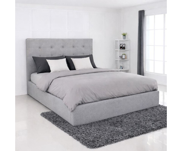 DOLCE Κρεβάτι Διπλό με Αποθηκευτικό Χώρο, για Στρώμα 160x200cm, Ύφασμα Γκρι