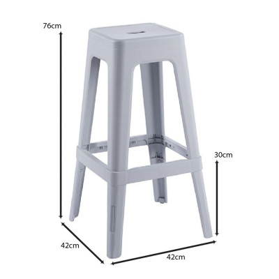 RELIX PP Σκαμπό BAR Στοιβαζόμενο, PP Απόχρωση Γκρι