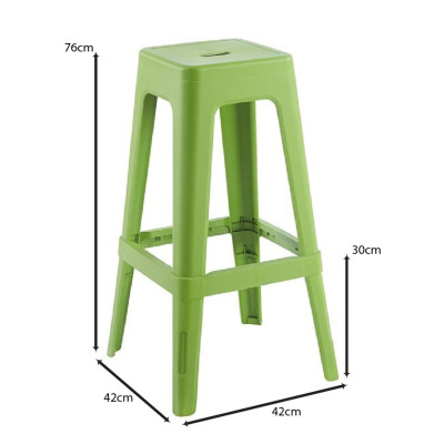 RELIX PP Σκαμπό BAR Στοιβαζόμενο, PP Απόχρωση Lime