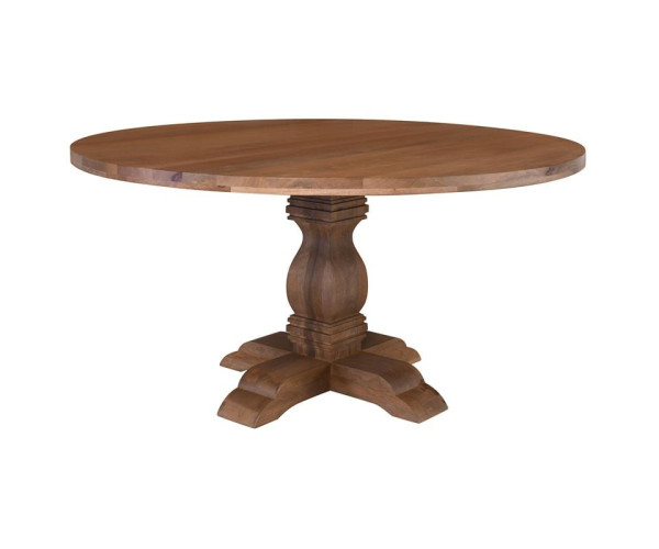 ATLAS Τραπέζι Ροτόντα Τραπεζαρίας, Ξύλο Mango, Απόχρωση Smoke Walnut