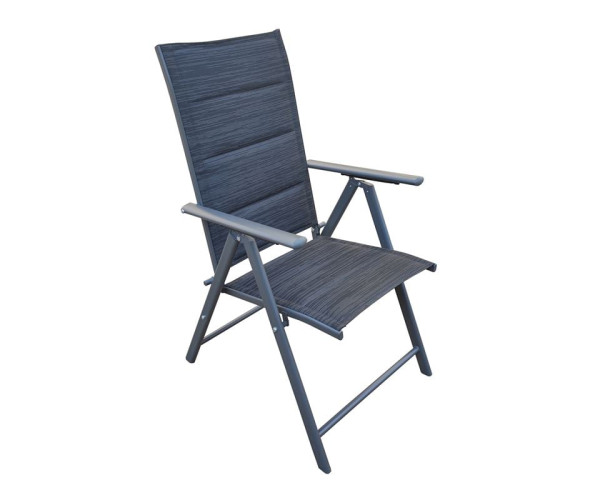 YARD Πολυθρόνα Κήπου-Βεράντας, Πτυσσόμενη, Μέταλλο Βαφή Ανθρακί - Padded Textilene (ΣΕΤ 2 τεμ)