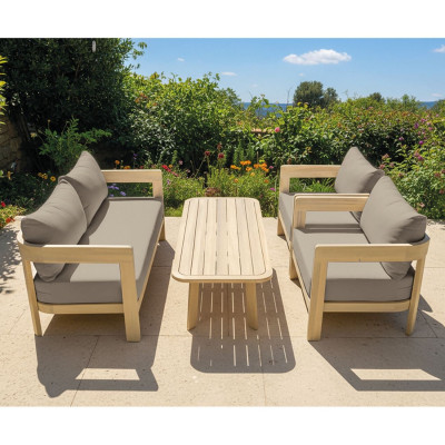 FLORIDA Living Set Σαλόνι Καθιστικό Κήπου-Βεράντας (4τ), Acacia, Μαξιλάρια Cappuccino