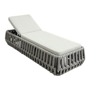 MAJORCA Ξαπλώστρα, Αλουμίνιο με Olefin Rope Γκρι, Μαξιλάρι Ανοιχτό Γκρι