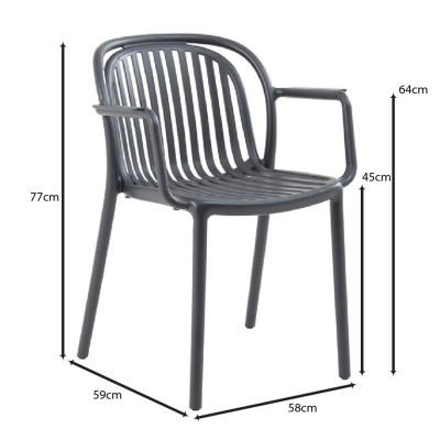 POCO Πολυθρόνα Κήπου-Βεράντας Στοιβαζόμενη, PP-UV Απόχρωση Ανθρακί