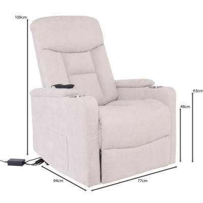 NANCY Lift-Relax Πολυθρόνα Σαλονιού - Καθιστικού, Ύφασμα Μπεζ (ηλεκτρική ανάκληση)