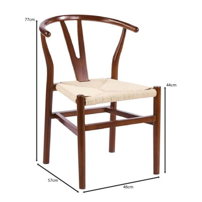 LIMA-W Καρέκλα Στοιβαζόμενη, Ξύλο Απόχρωση Καρυδί, Κάθισμα Paper Rope Φυσικό