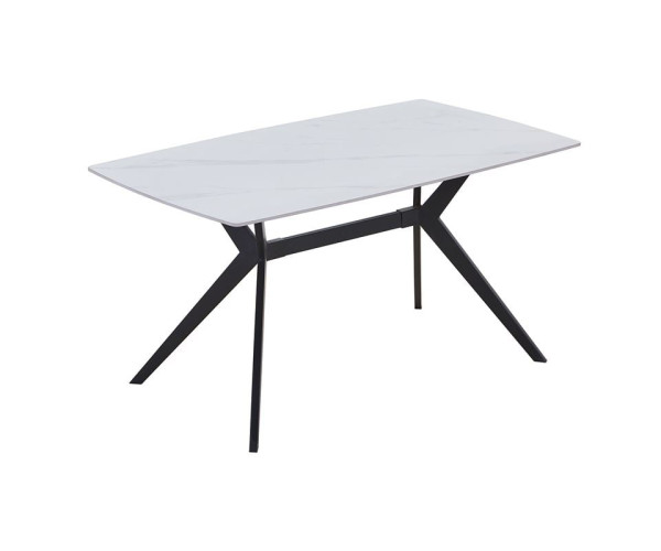 GALI Τραπέζι Τραπεζαρίας- Κουζίνας, Μέταλλο Βαφή Μαύρο, Sintered Stone White Marble