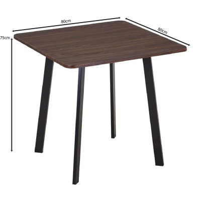 BARI Τραπέζι Κουζίνας- Εστιατορίου, Μέταλλο Βαφή Μαύρο, Επιφ.Απόχρωση Καρυδί