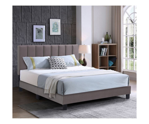 ALLEGRO Κρεβάτι Διπλό 160x200cm, Ύφασμα Cappuccino, με Κεφαλάρι πολλαπλών θέσεων