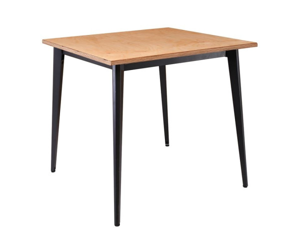 VIDAL Τραπέζι Μέταλλο Βαφή Μαύρο, Επιφάνεια 80x80cm/20mm Κ/Π Εμποτισμού Φυσικό